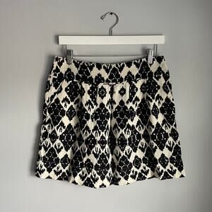 Loft Linen Ikat Geometric Print Mini Skirt Black White Vacation Summer 4 Petite